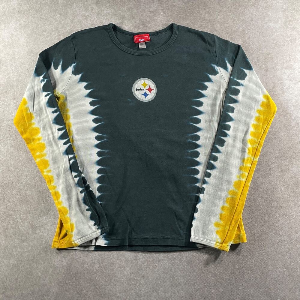 Y2K Women's NFL Pittsburgh Steelers Long Sleeve T-Shirt Tie Dye Cotton XL Chic
